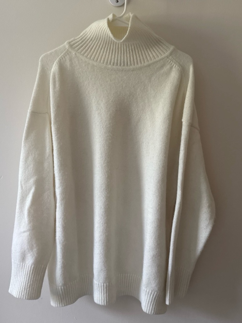 Women's Cream Turtleneck Sweater - Cozy Oversized Knit